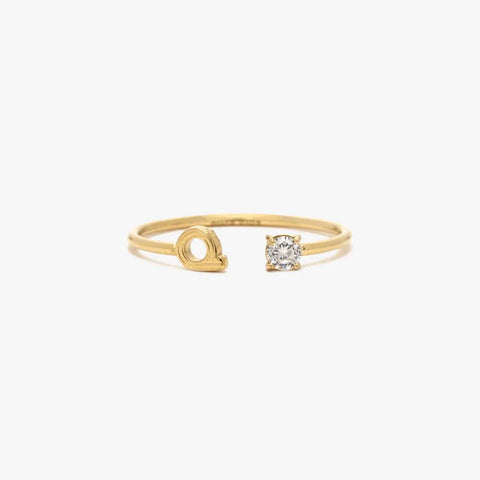 Initial Stone Open Ring