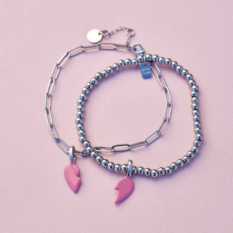 Harper Enamel BFF Heart Charm Set